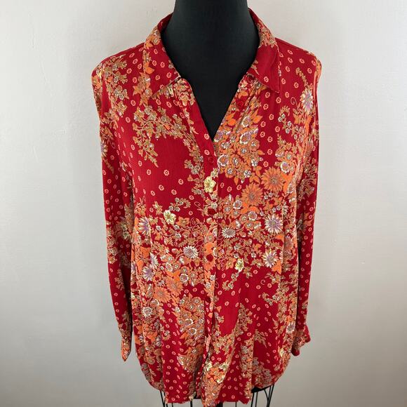 ASOS 70's Slim Fit Button-Up Long Sleeve Shirt in Retro Daisy Print Top Plus 16 - Picture 2 of 7